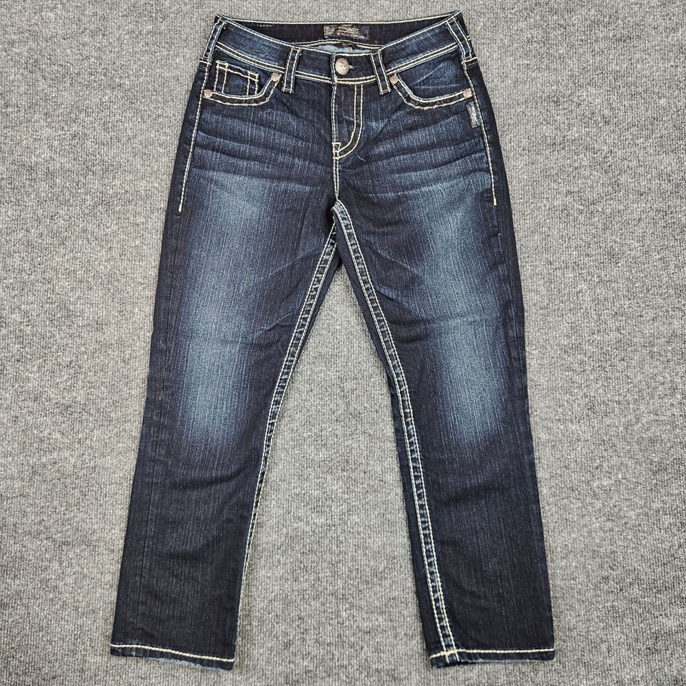 Silver Suki High Capri Jeans Women's 27 Dark Wash Denim Mid Rise Stretch Blue